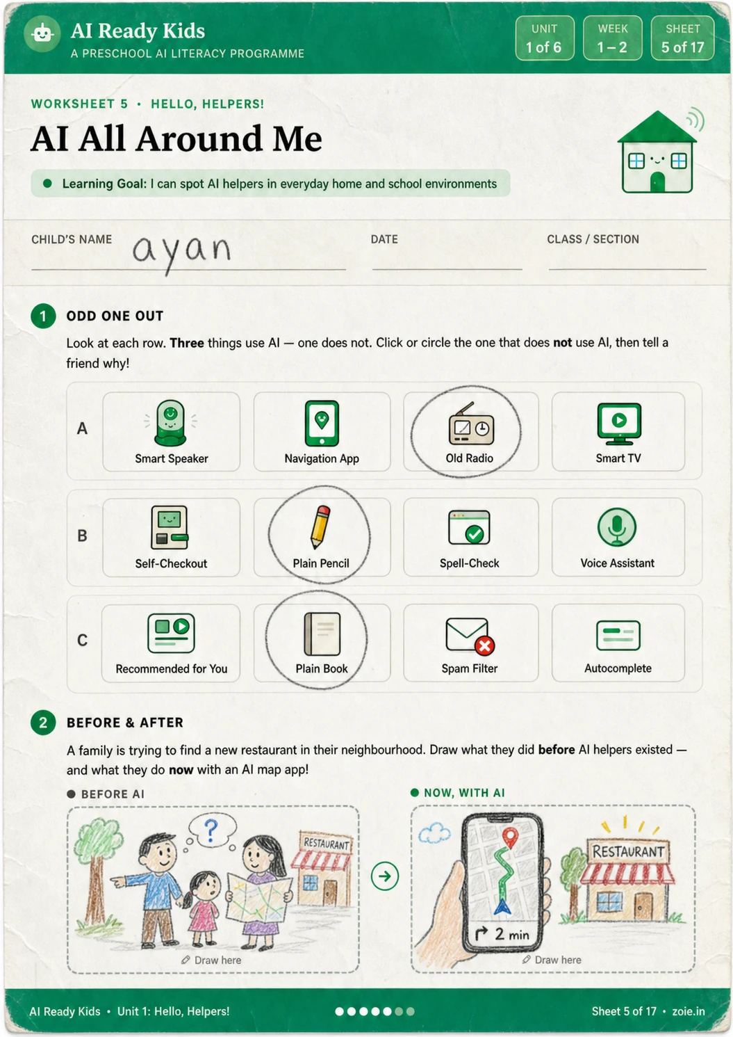 AI Ready Kids worksheet sample